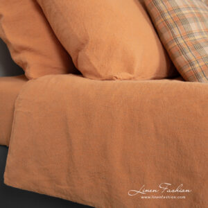 SAN DIEGO Linge de lit 19 linen cotton orange bedlinen, pillow case & Duvet cover.