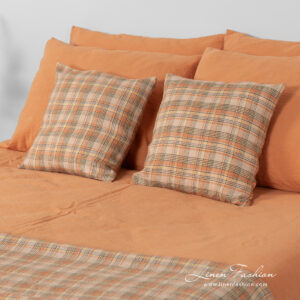 SAN DIEGO Linge de lit 18 linen cotton orange bedlinen, decorative pillow cases.