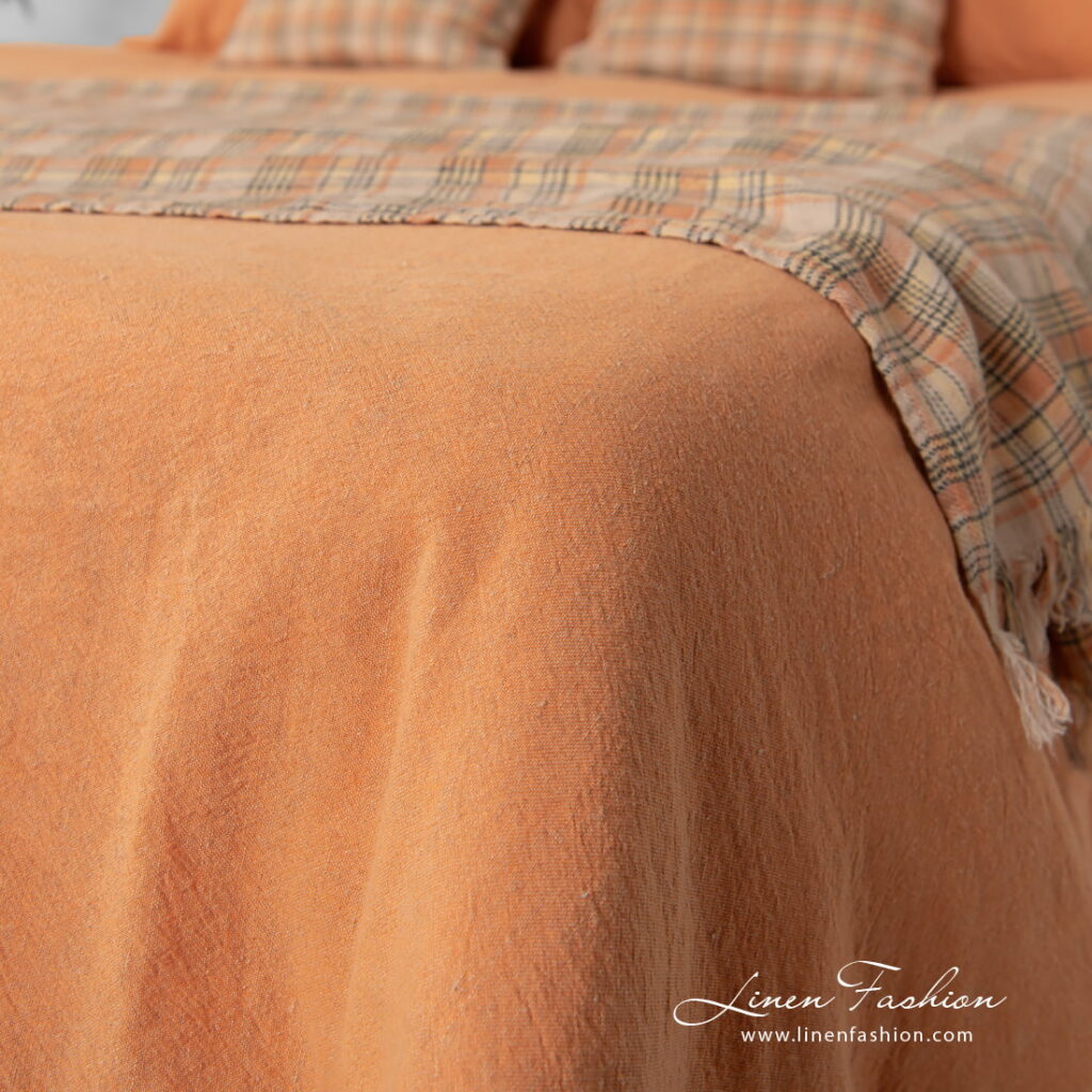 SAN DIEGO Linge de lit 6 linen cotton orange bedlinen, duvet cover & throw.