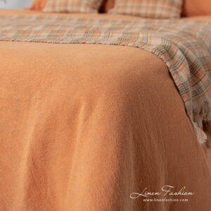 SAN DIEGO Linge de lit 17 linen cotton orange bedlinen, duvet cover & throw.