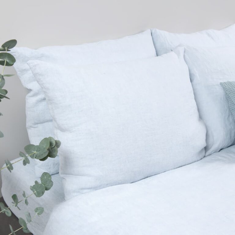 pillow case in linen light blue