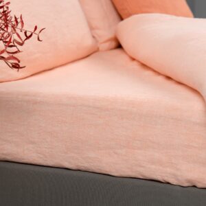 FUZZA Linge de lit 12 peach linen flat & fitted sheets