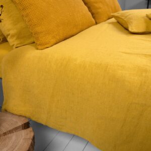 AMBERA Linge de lit 9 mustard yellow duvet cover, washed