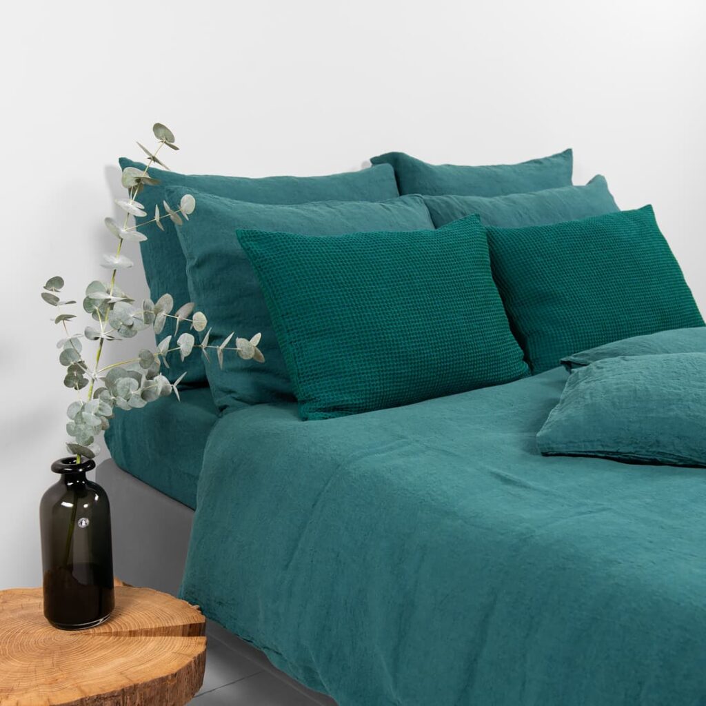 TROPICANA Linge de lit 2 dark green duvet cover in pure linen
