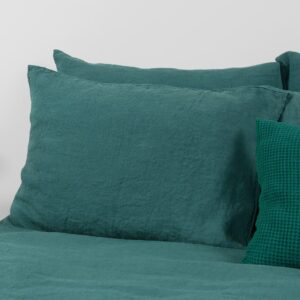 TROPICANA Linge de lit 11 emerald pillow case in pure linen