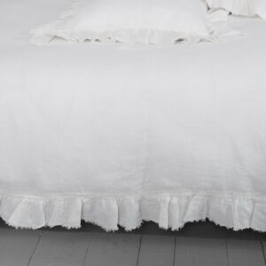PROVANCE Linge de lit blanc 14 off white linen duvet cover with ruffles, washed