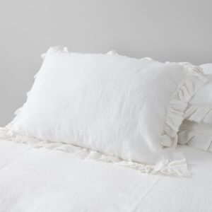 PROVANCE Linge de lit blanc 22 off white linen pillow case 50x70cm.