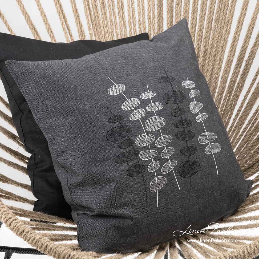 ULA Housse de coussin gris foncé