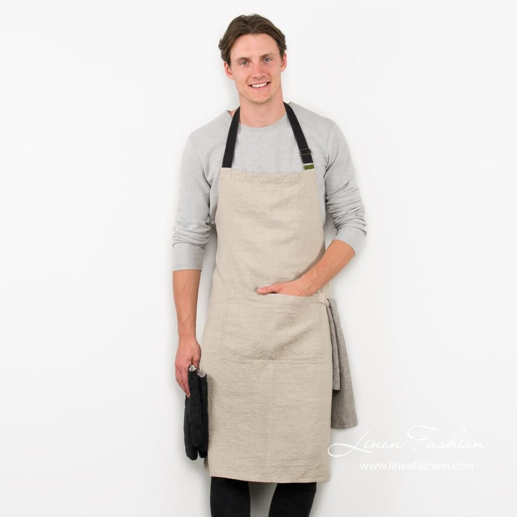 JAZZ Tablier lin naturel 1 Grey linen apron, jazz.