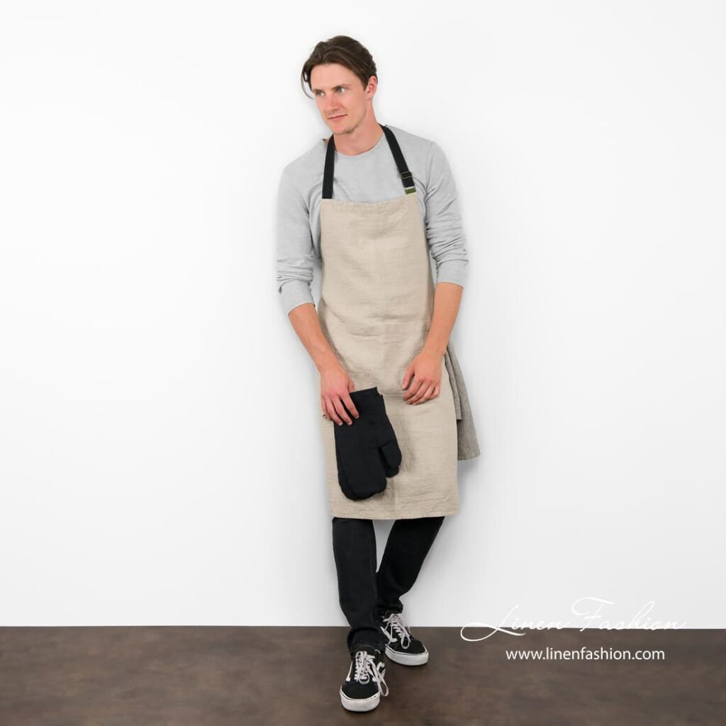JAZZ Tablier lin naturel 2 100% linen apron in grey, jazz.