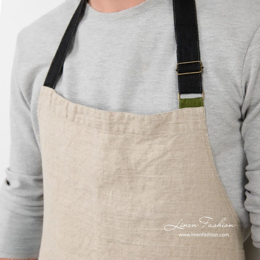 JAZZ Tablier lin naturel 3 Grey colored apron of linen fabric.