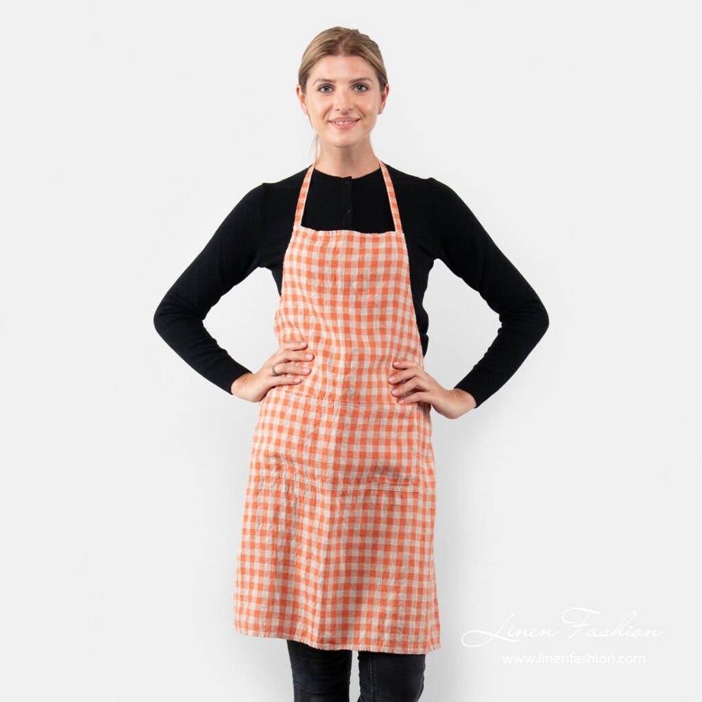 GAMMA Tablier à carreaux 1 Linen check apron, gamma