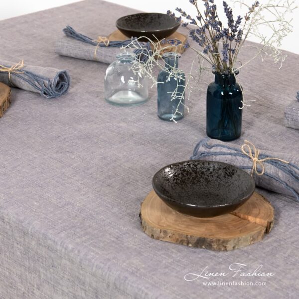 Violet tablecloth.