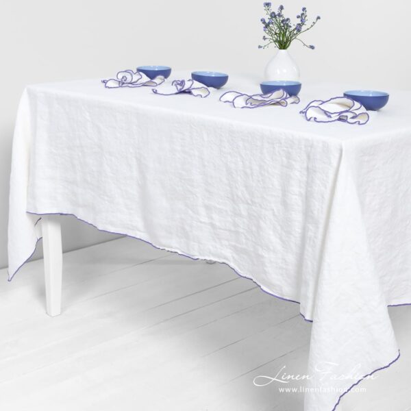 ARVO Nappe blanche avec bordure violette – Image 2
