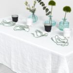 ARVO Serviette de table blanche avec bordure olive