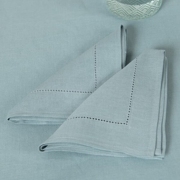 linen cotton aqua napkin with hemstitch