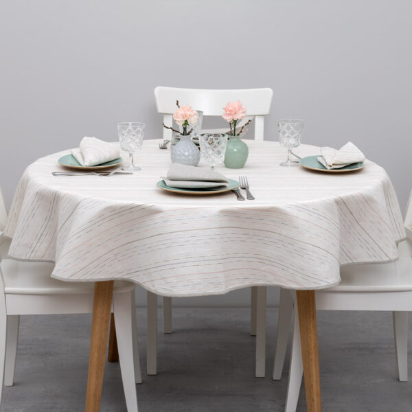 RIGA Nappe ronde / ovale blanc cassé
