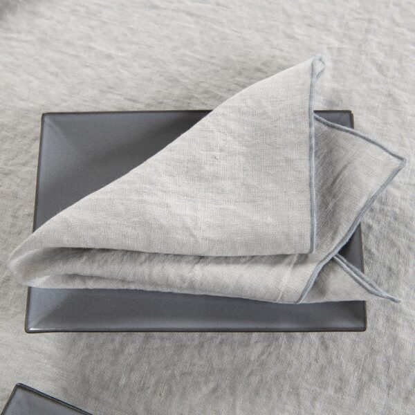 grey linen napkin with babylock