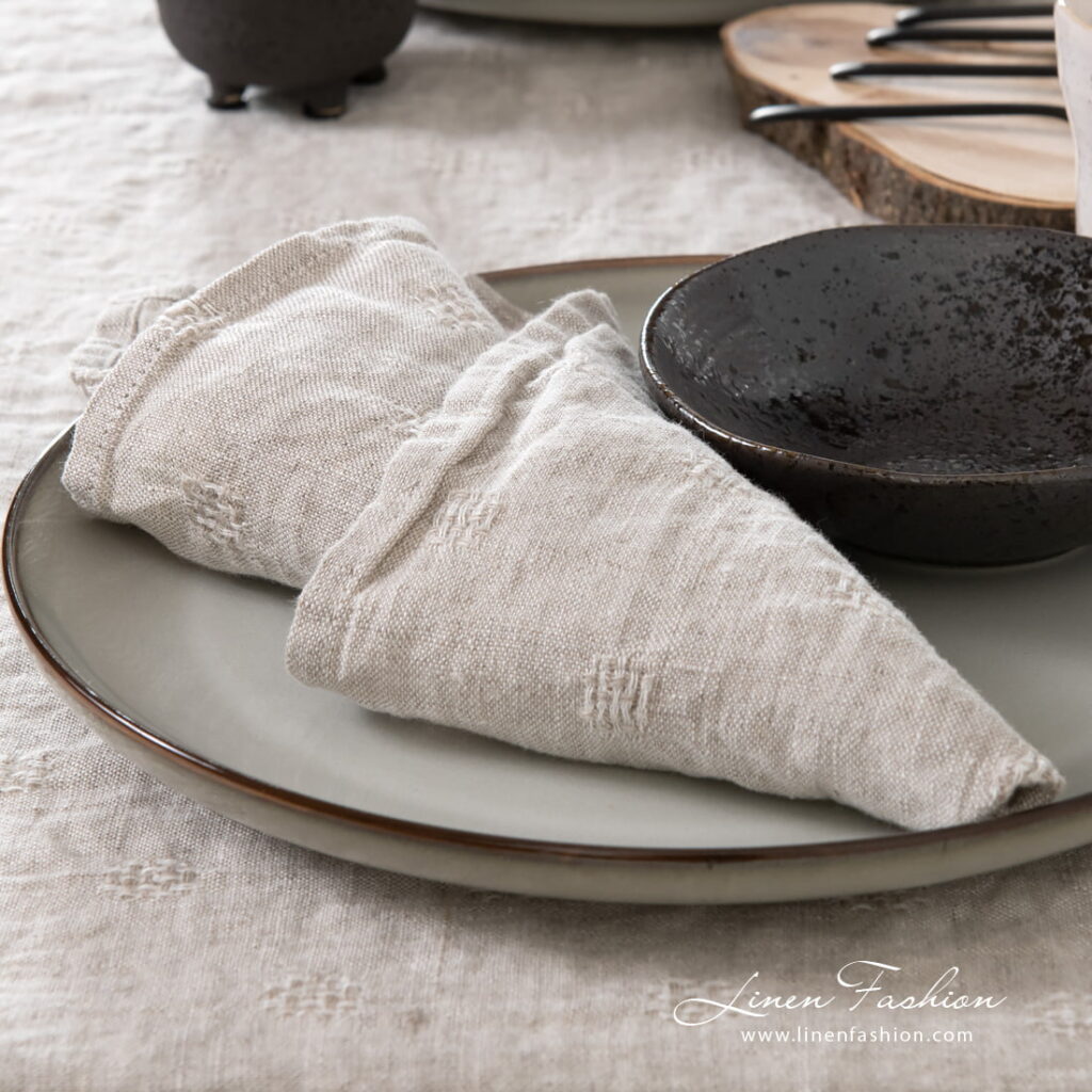 SOLO Serviette de table beige 1 Grey linen napkin, SOLO.
