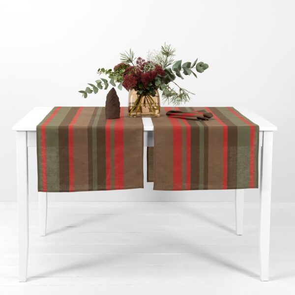 MIMOSA Chemin de table rouge brun