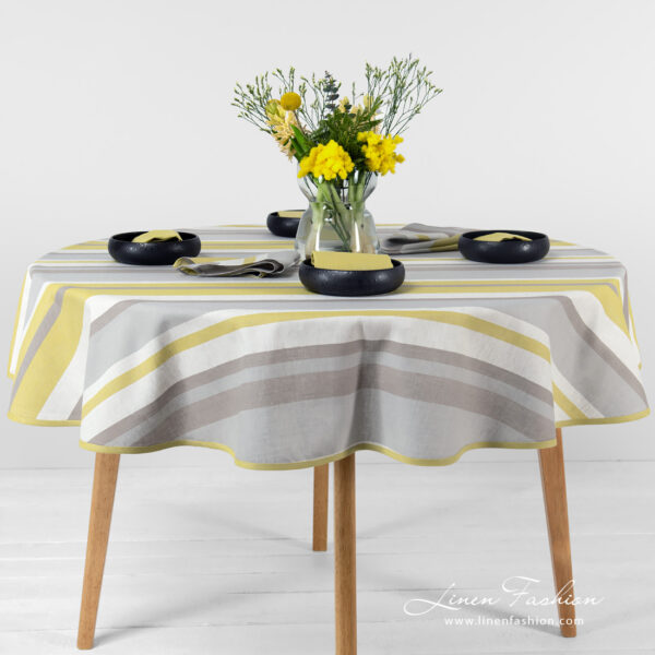 MIMOSA Nappe ronde/ovale gris jaune