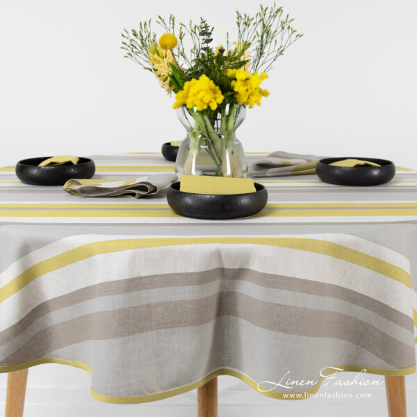 MIMOSA Nappe ronde/ovale gris jaune – Image 2