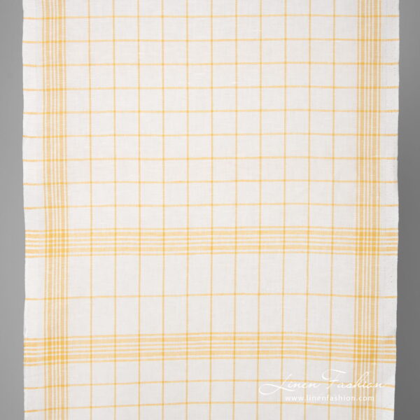 White fabric with green checks narrow width