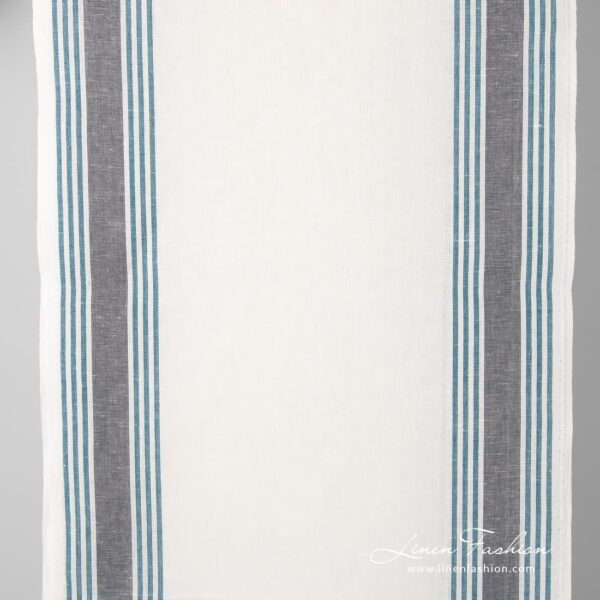 Off white linen cotton fabric with stripes.