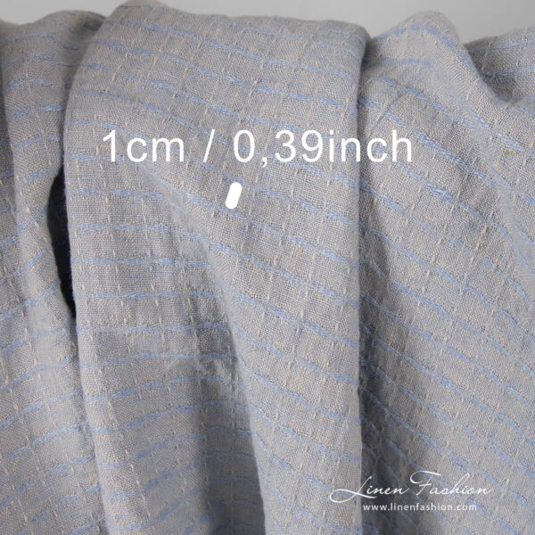 Grey blue linen fabric in interesting check pattern