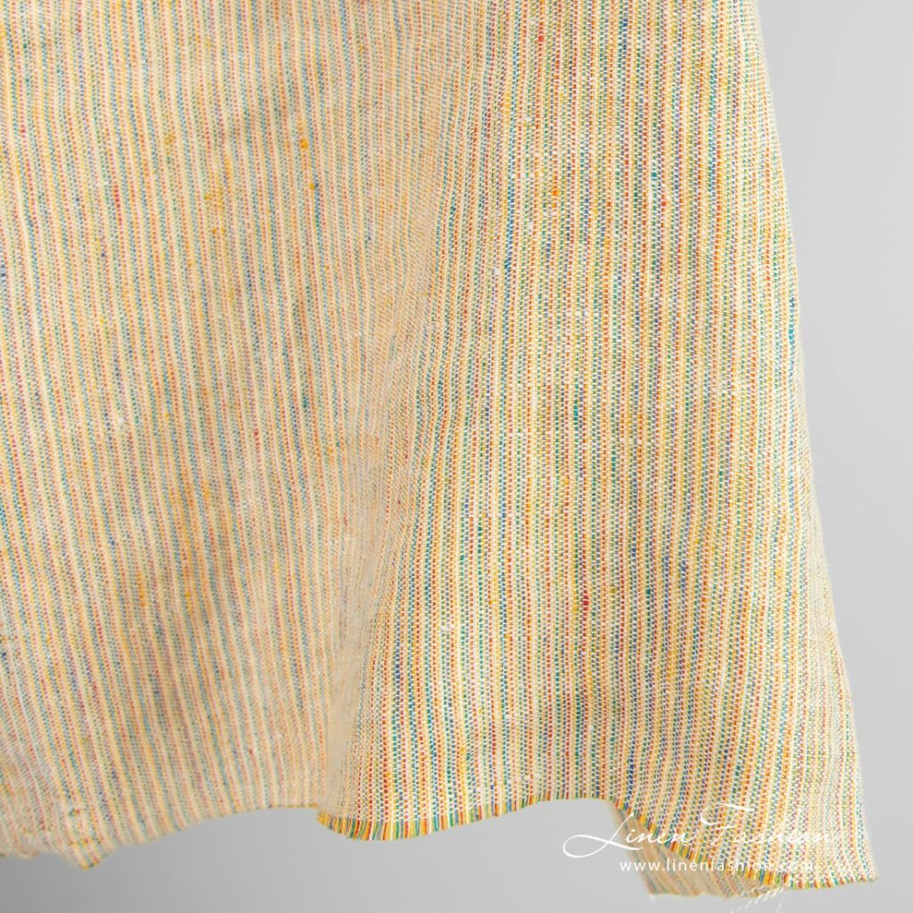 Tissu de lin à rayures multicolores lavées 4 Linen fabric in vertical stripes