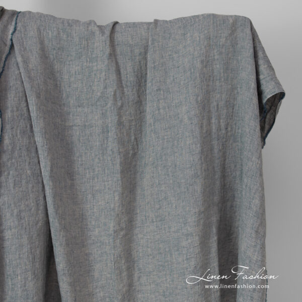 linen sand blue fabric, washed.