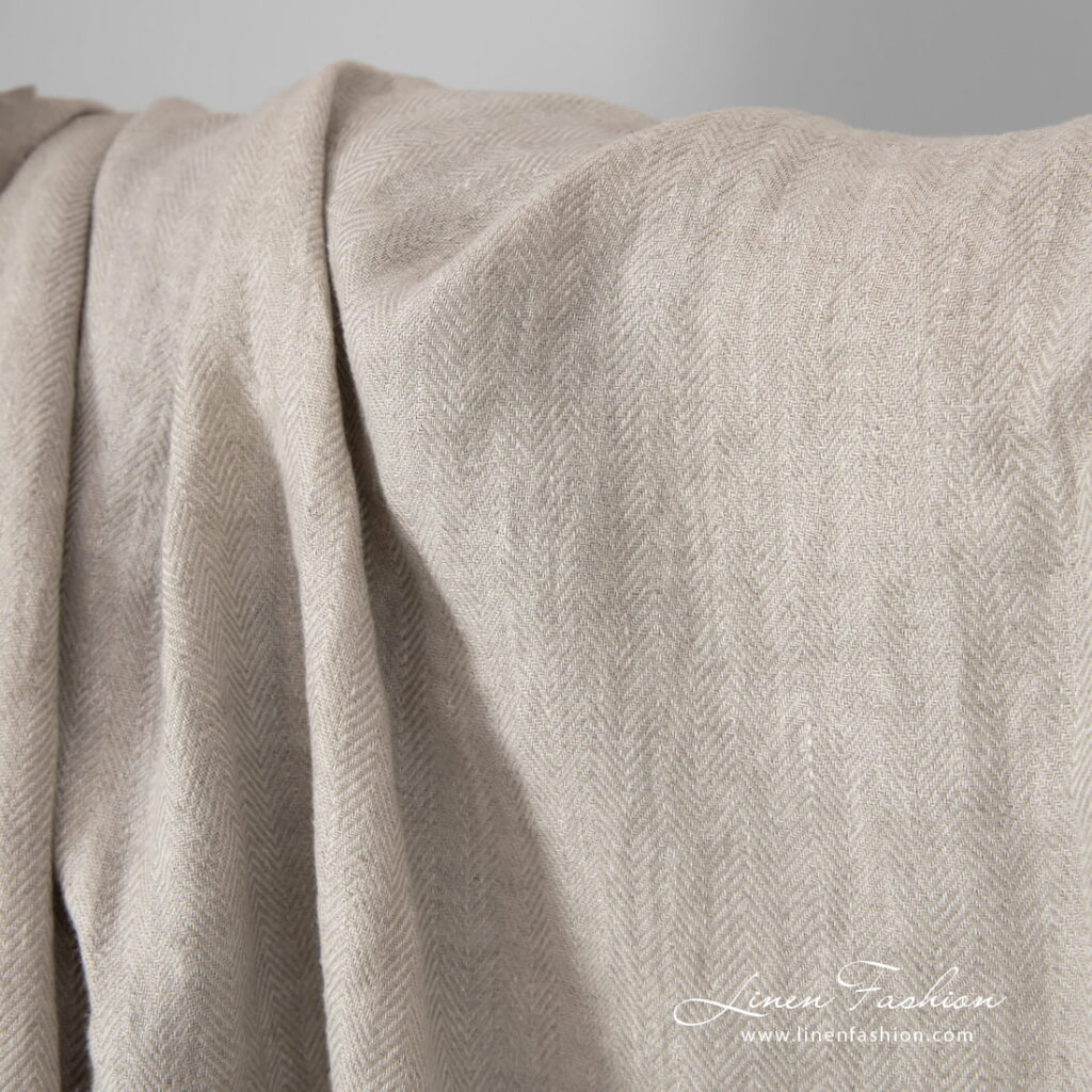 Lin chevron beige lavé 2 herringbone beige linen.