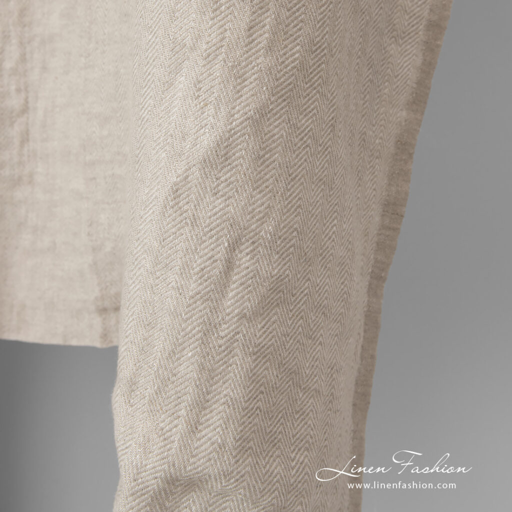 Lin chevron beige lavé 5 herringbone beige linen, melange.