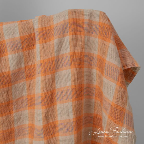 orange checked linen.