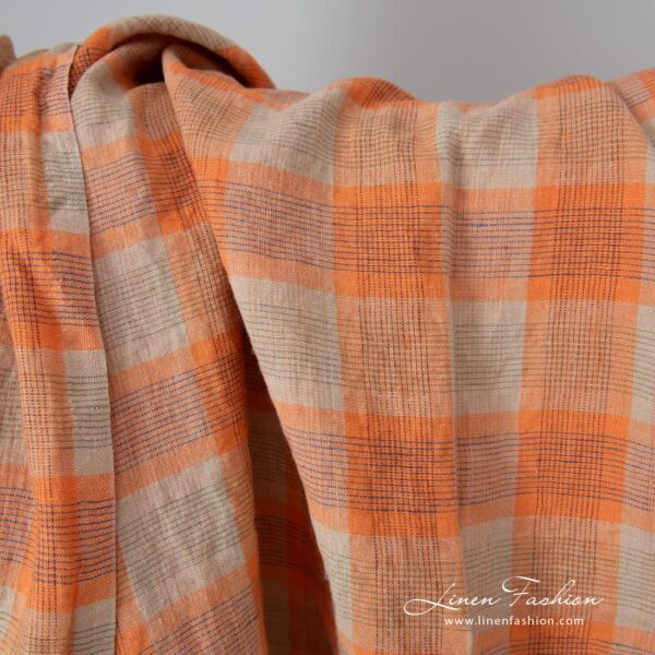 orange checked linen, medium weight.