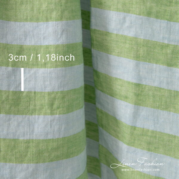 blue green striped linen 3cm. width.