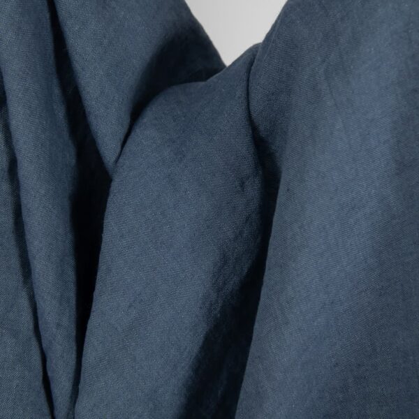 Linen washed fabric dark blue color soft and supple fit for sewing home textiles