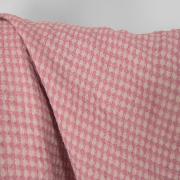 Washed linen fabric in greyish lilac pattern, 100% linen
