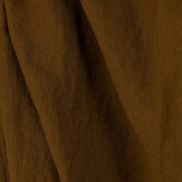 Washed linen fabric in golden brown, 100% linen