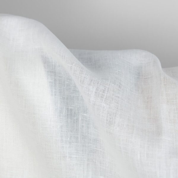 Tissu de lin uni blanc crème – Image 2