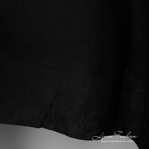 Black linen fabric for making bed, kitchen, table linen, curtains, clothes and various accessories