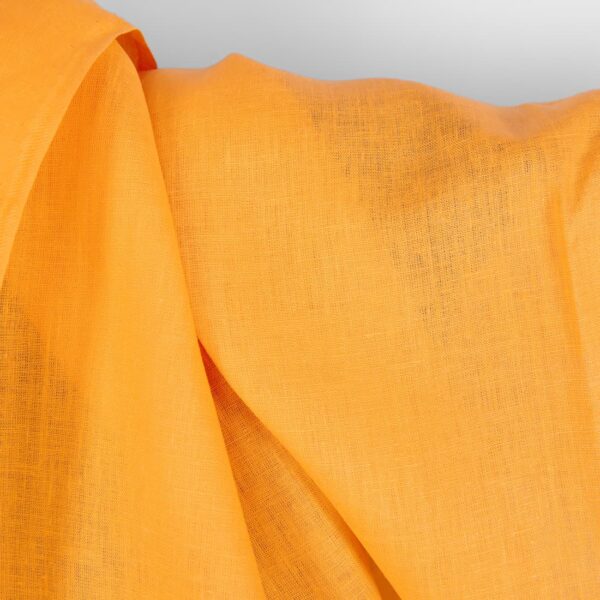 Tissu de lin uni jaune chaud vibrant – Image 2