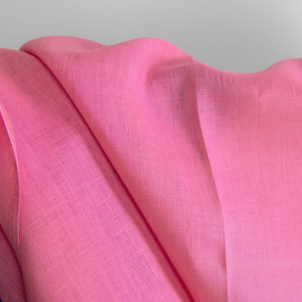 Tissu de lin rose uni – Image 2