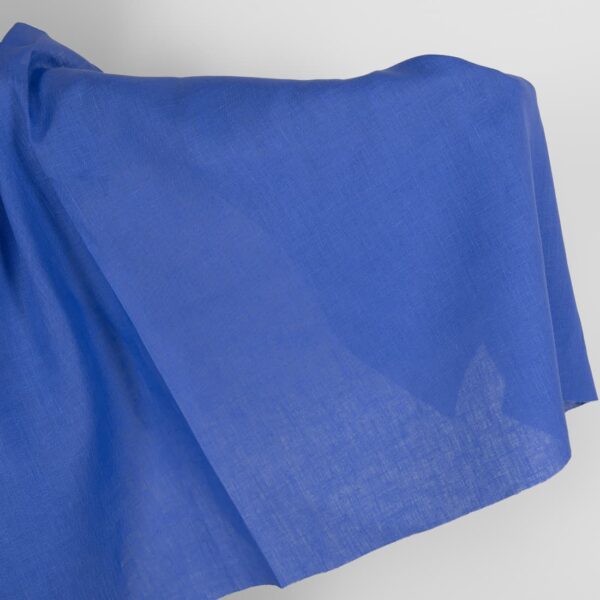 Tissu de lin uni de couleur bleue vibrante