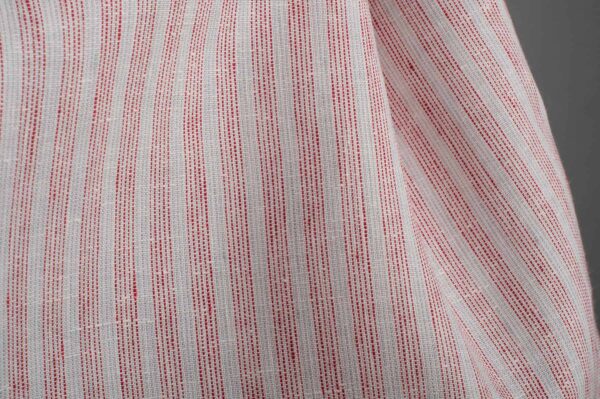 Tissu de lin blanc à rayures rouges – Image 3