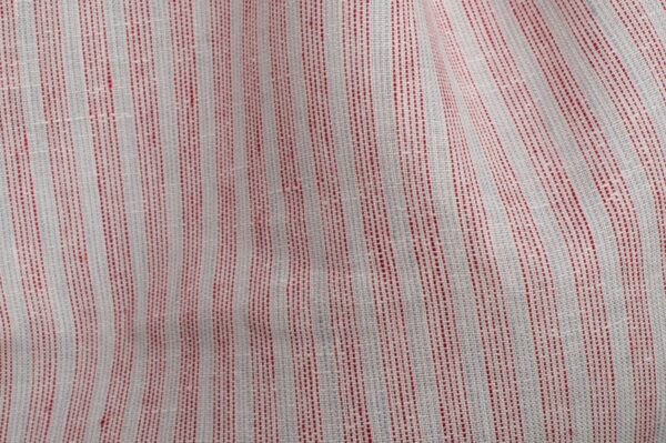 Tissu de lin blanc à rayures rouges – Image 2
