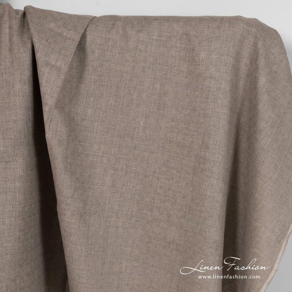 Tissu à carreaux en lin naturel à armure ouverte 1 Undyed linen fabric