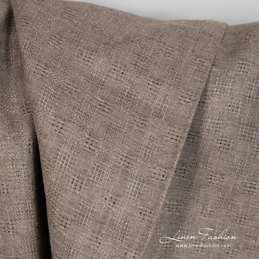 Tissu à carreaux en lin naturel à armure ouverte 3 Undyed linen fabric openweave pattern