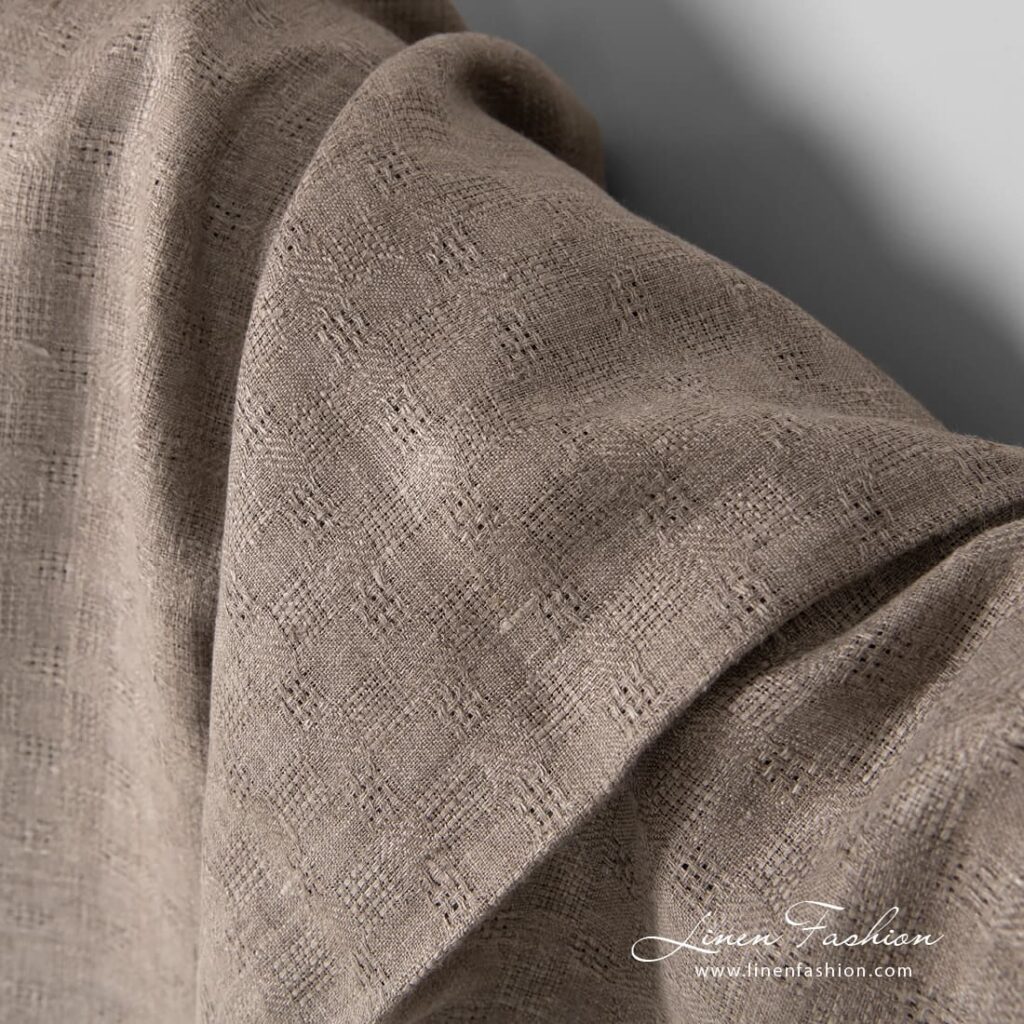 Tissu à carreaux en lin naturel à armure ouverte 4 Undyed linen fabric openweave
