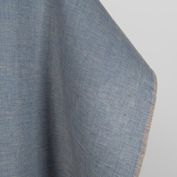 Tissu de lin mélangé bleu poussière et marron clair – Image 2